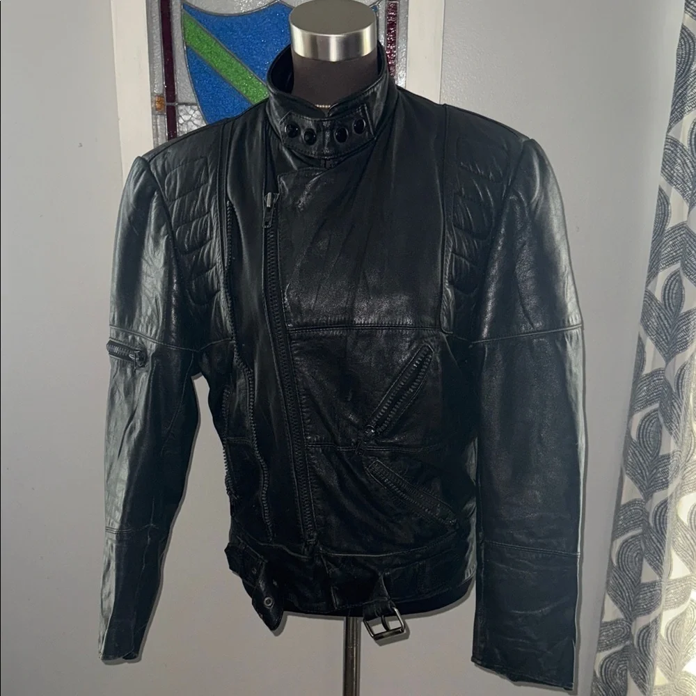Vintage Hein Gericke for Harley Davidson black leather motorcycle jacket SZ 40R - Picture 2 of 10